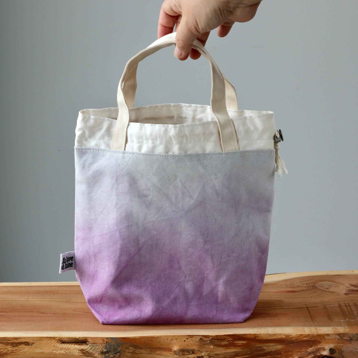 Aquarelle Project Bag - Hand-Dyed Organic Cotton, Viola-La Cave à Laine