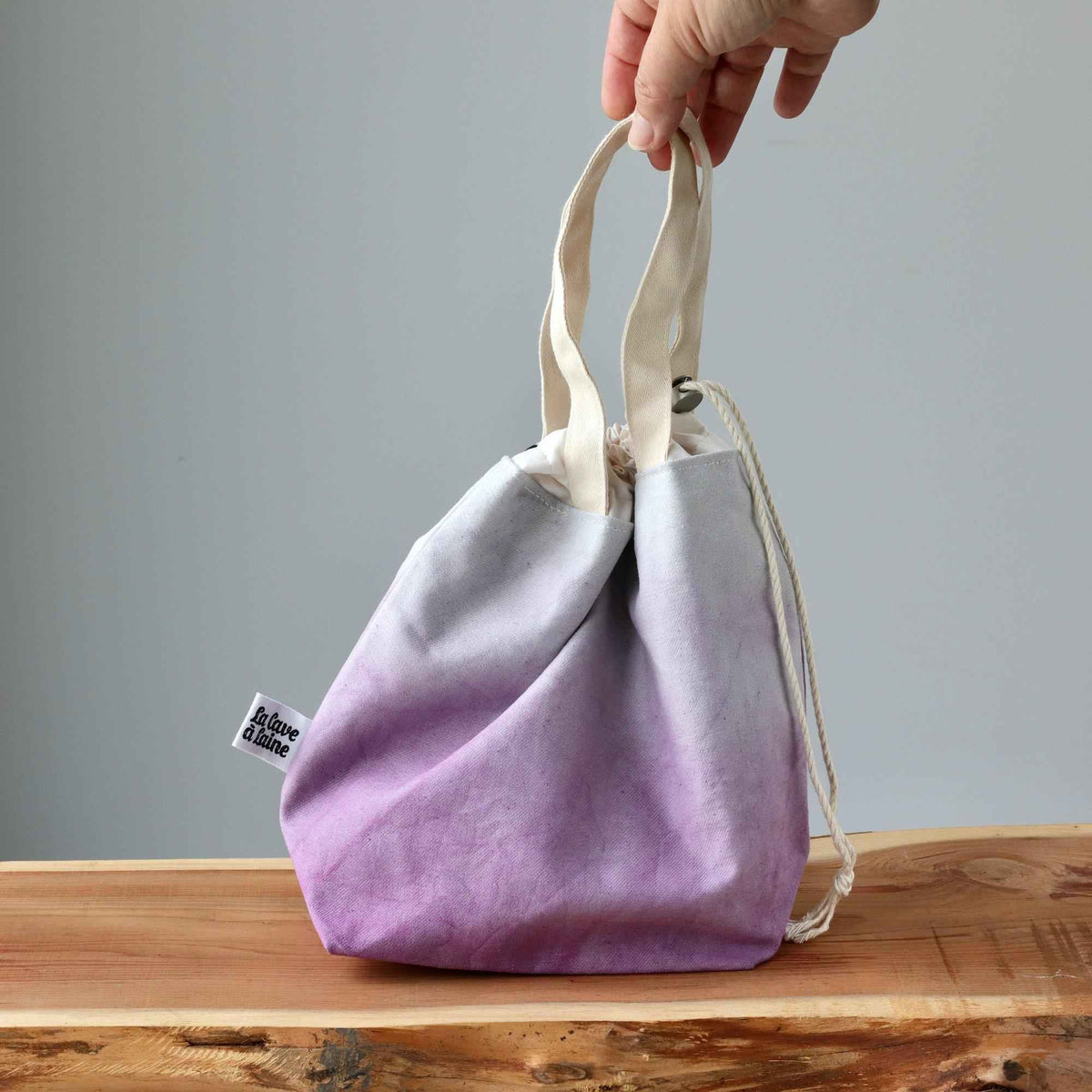 Aquarelle Project Bag - Hand-Dyed Organic Cotton, Viola-La Cave à Laine