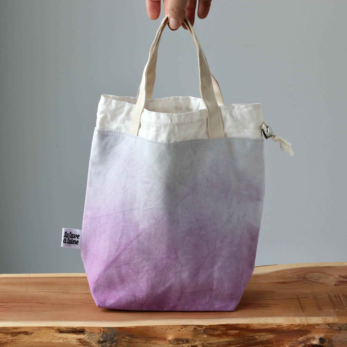 Aquarelle Project Bag - Hand-Dyed Organic Cotton, Viola-La Cave à Laine