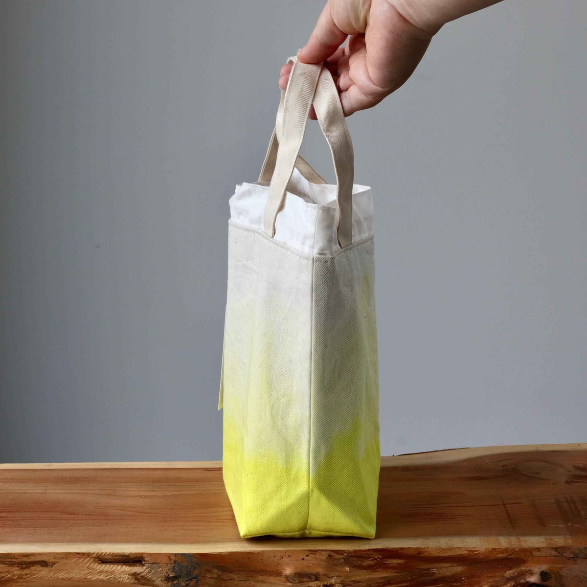 Aquarelle Project Bag - Hand-Dyed Organic Cotton, Giallo Limone-La Cave à Laine