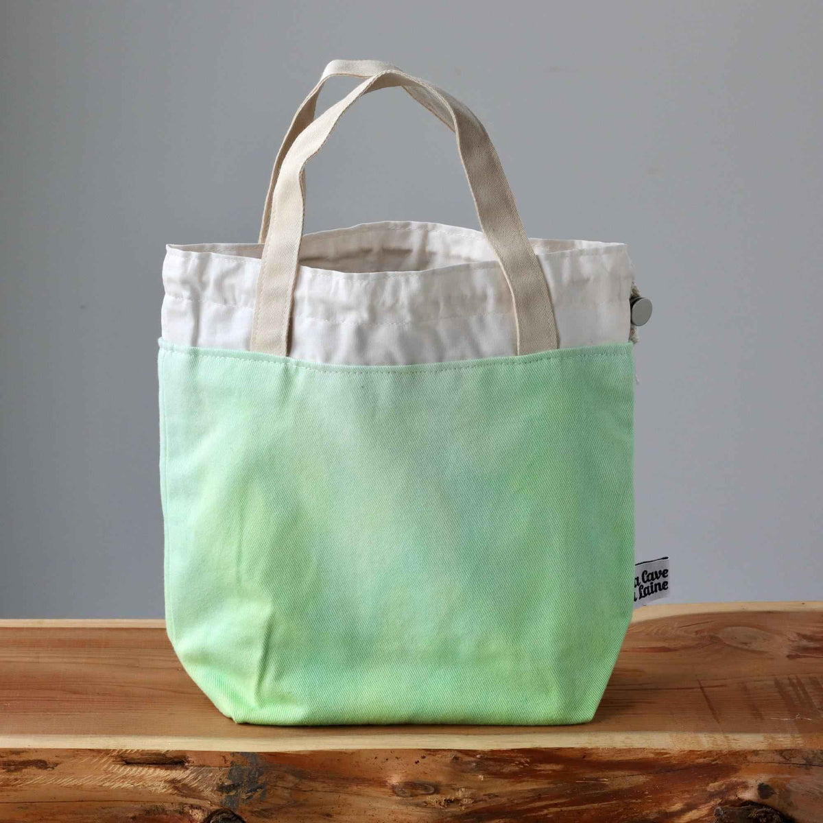 Aquarelle Project Bag - Hand-Dyed Organic Cotton, Verde Chiaro-La Cave à Laine