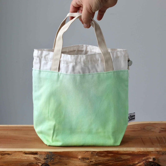 Aquarelle Project Bag - Hand-Dyed Organic Cotton, Verde Chiaro-La Cave à Laine