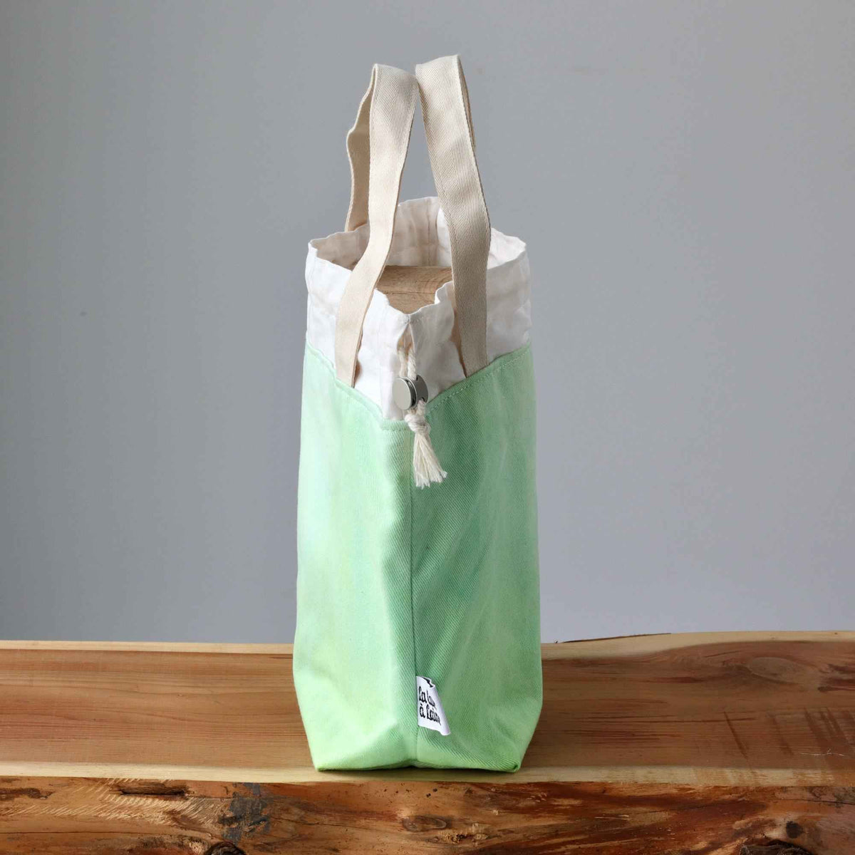 Aquarelle Project Bag - Hand-Dyed Organic Cotton, Verde Chiaro-La Cave à Laine