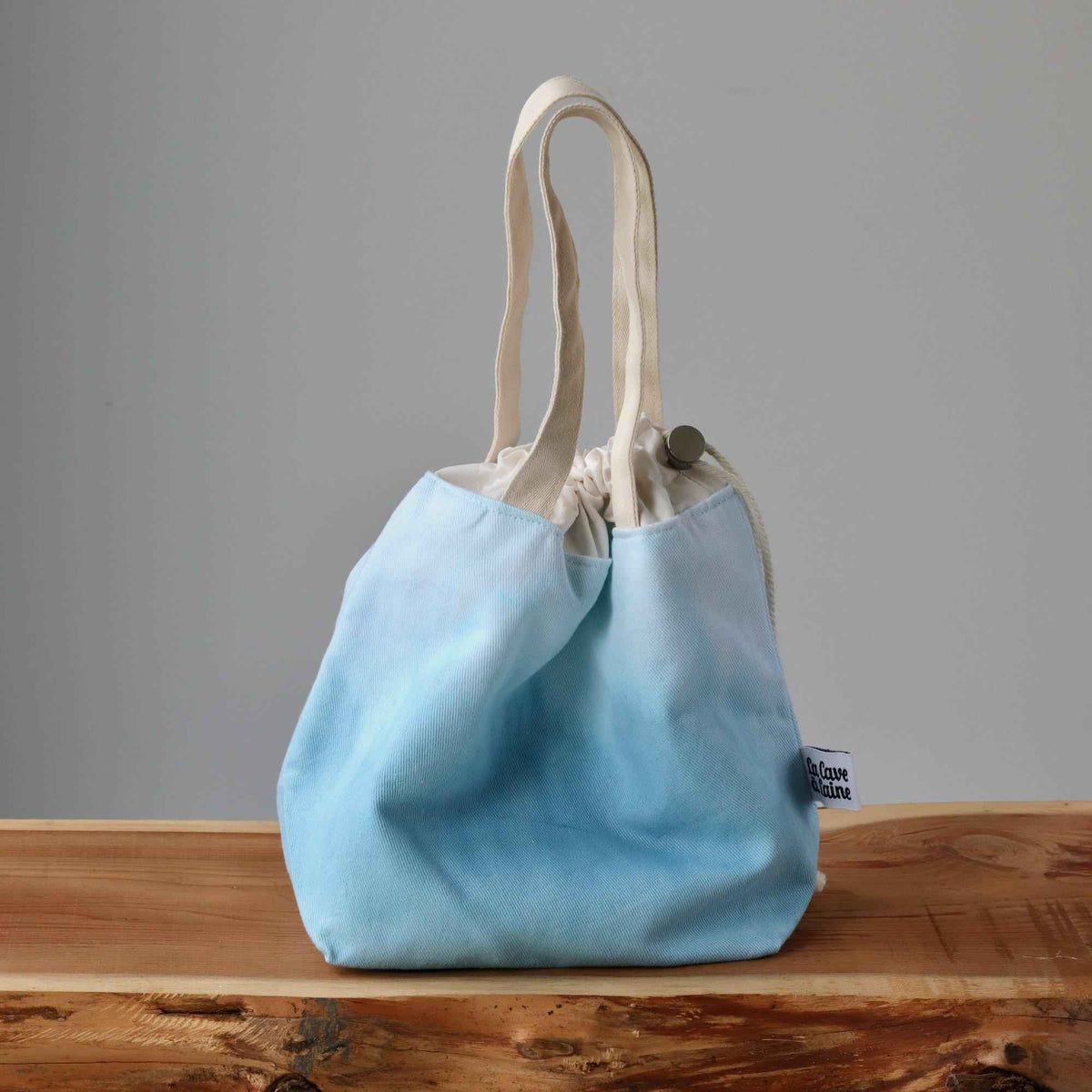 Aquarelle Project Bag - Hand-Dyed Organic Cotton, Blu Cielo-La Cave à Laine