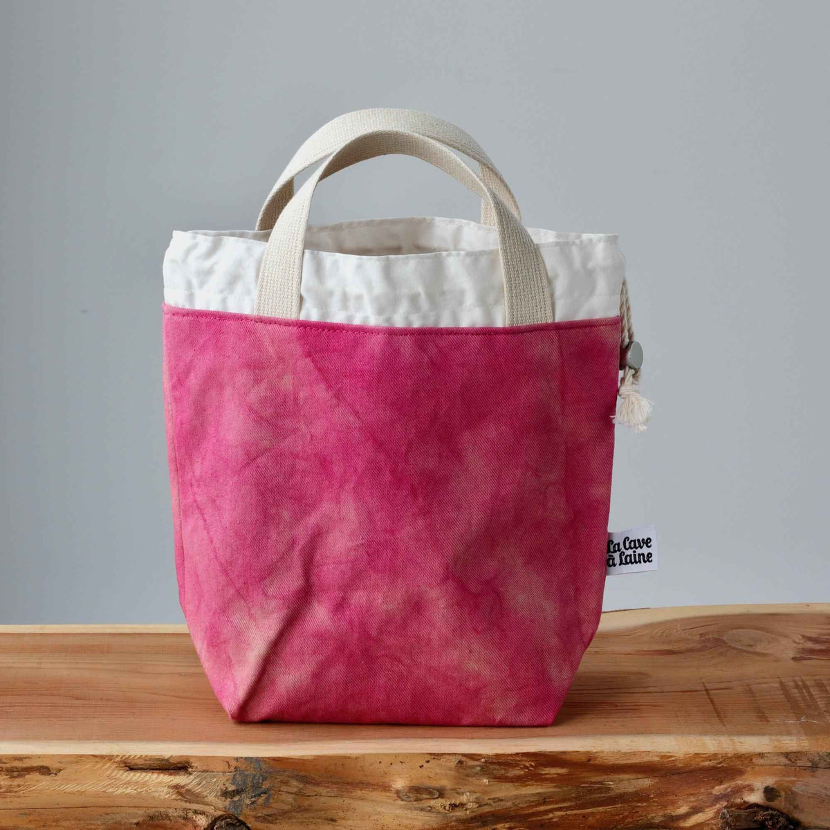 Aquarelle Project Bag - Hand-Dyed Organic Cotton, Sorbetto Rosa-La Cave à Laine