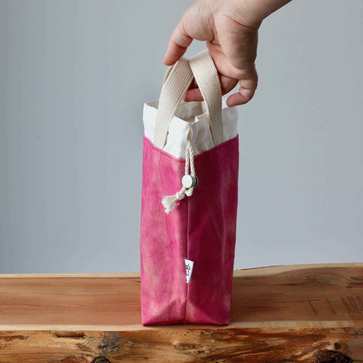 Aquarelle Project Bag - Hand-Dyed Organic Cotton, Sorbetto Rosa-La Cave à Laine