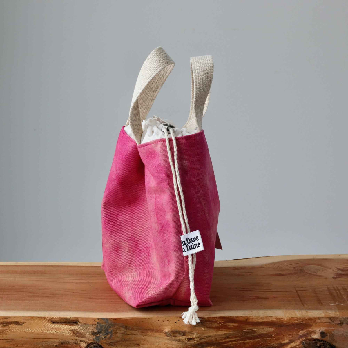 Aquarelle Project Bag - Hand-Dyed Organic Cotton, Sorbetto Rosa-La Cave à Laine