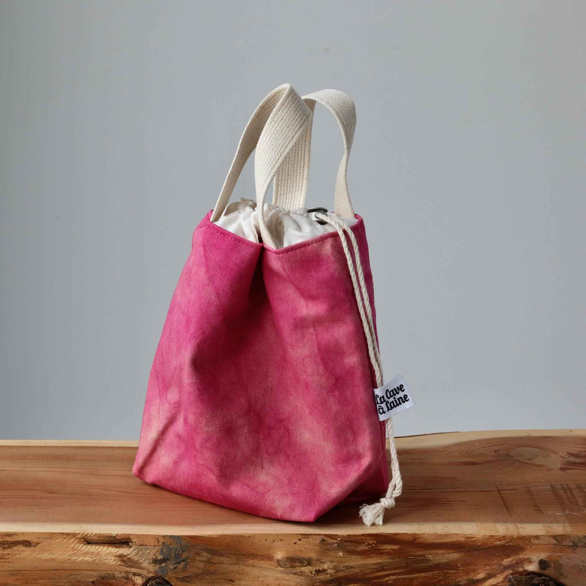 Aquarelle Project Bag - Hand-Dyed Organic Cotton, Sorbetto Rosa-La Cave à Laine