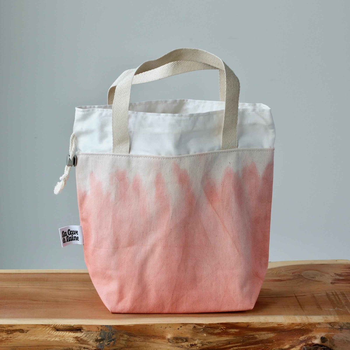 Aquarelle Project Bag - Hand-Dyed Organic Cotton, Rosso Salmone-La Cave à Laine