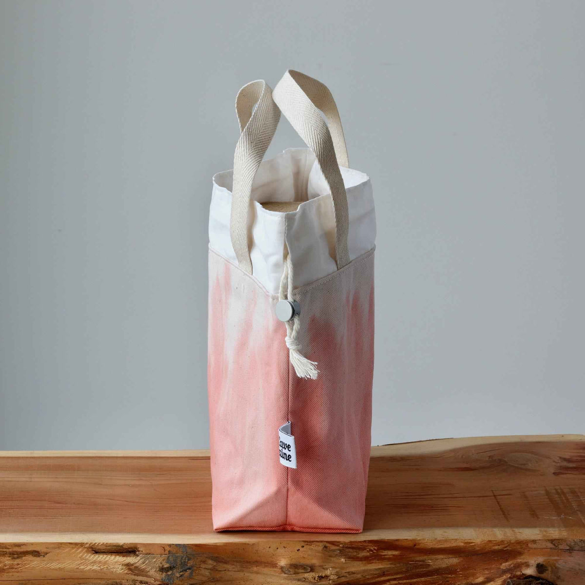 Aquarelle Project Bag - Hand-Dyed Organic Cotton, Rosso Salmone-La Cave à Laine
