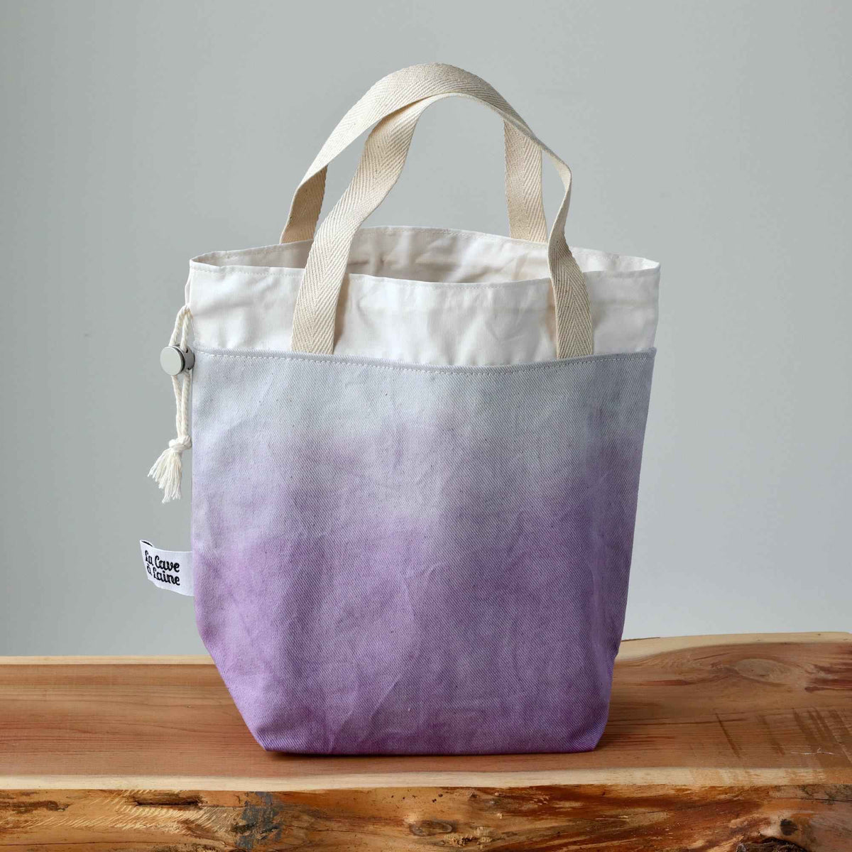 Aquarelle Project Bag - Hand-Dyed Organic Cotton, Viola-La Cave à Laine