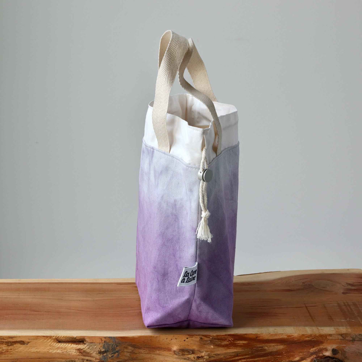 Aquarelle Project Bag - Hand-Dyed Organic Cotton, Viola-La Cave à Laine
