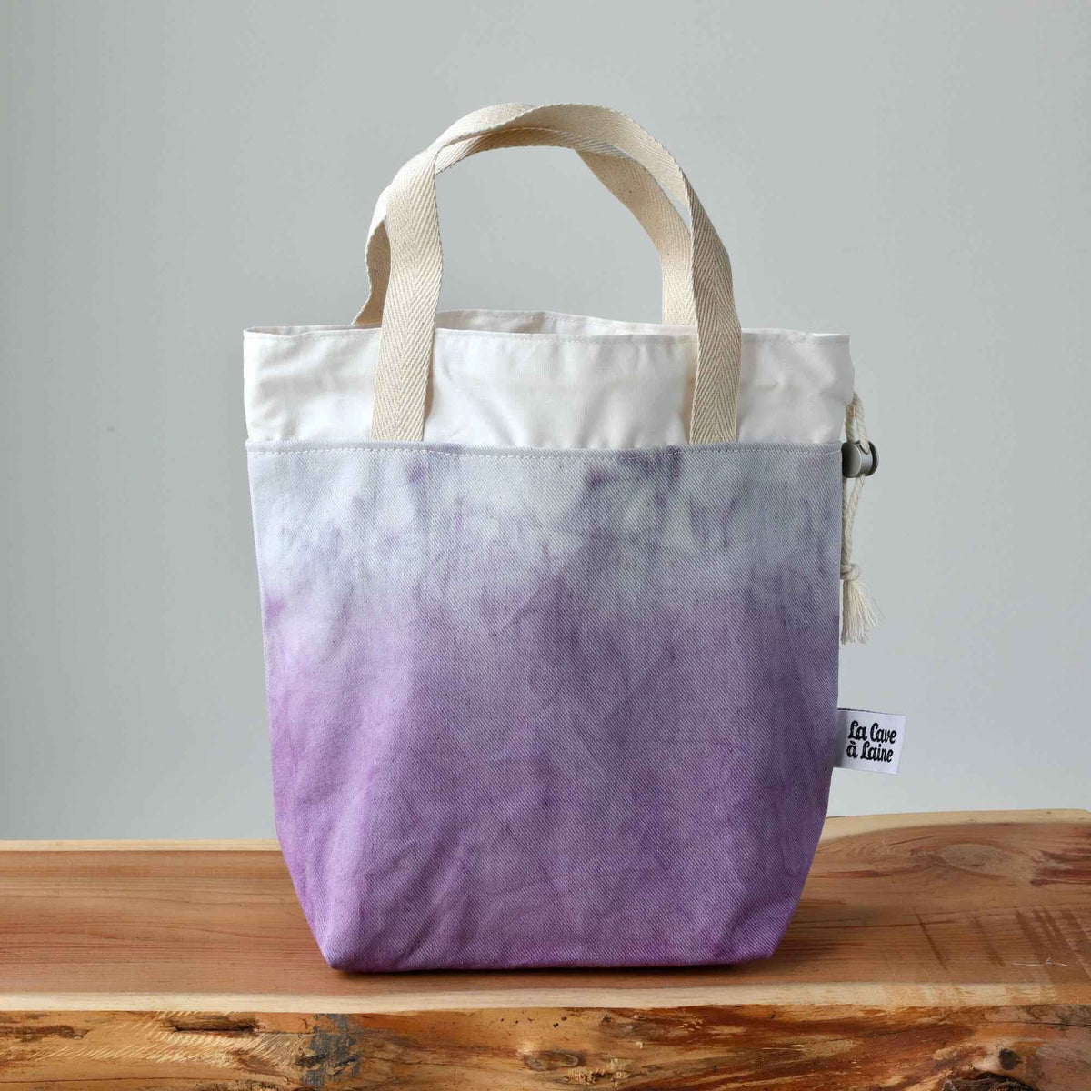 Aquarelle Project Bag - Hand-Dyed Organic Cotton, Viola-La Cave à Laine