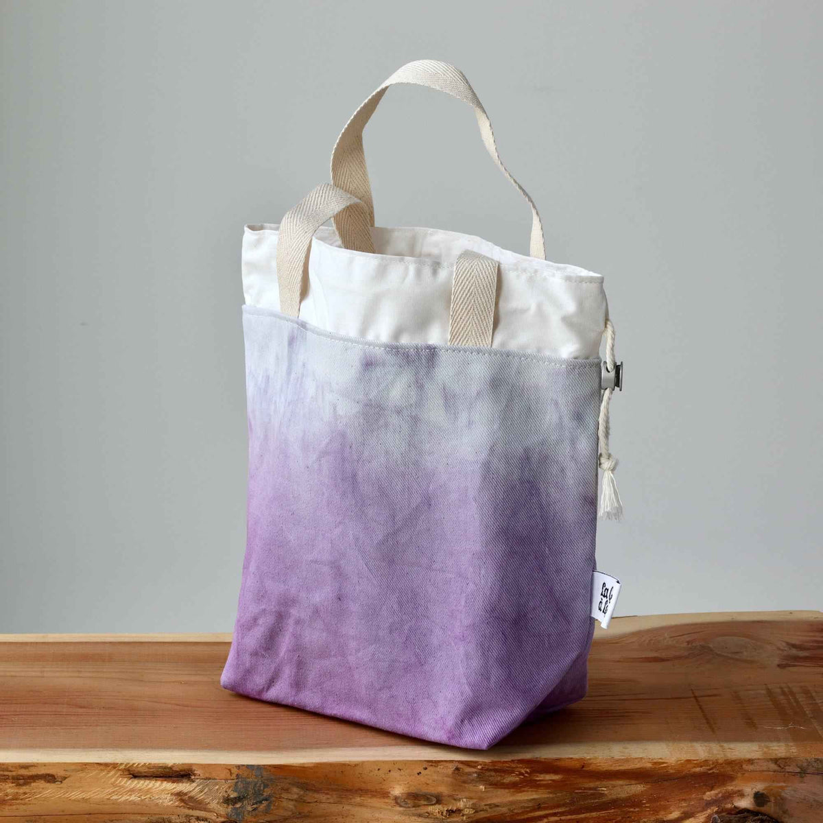 Aquarelle Project Bag - Hand-Dyed Organic Cotton, Viola-La Cave à Laine
