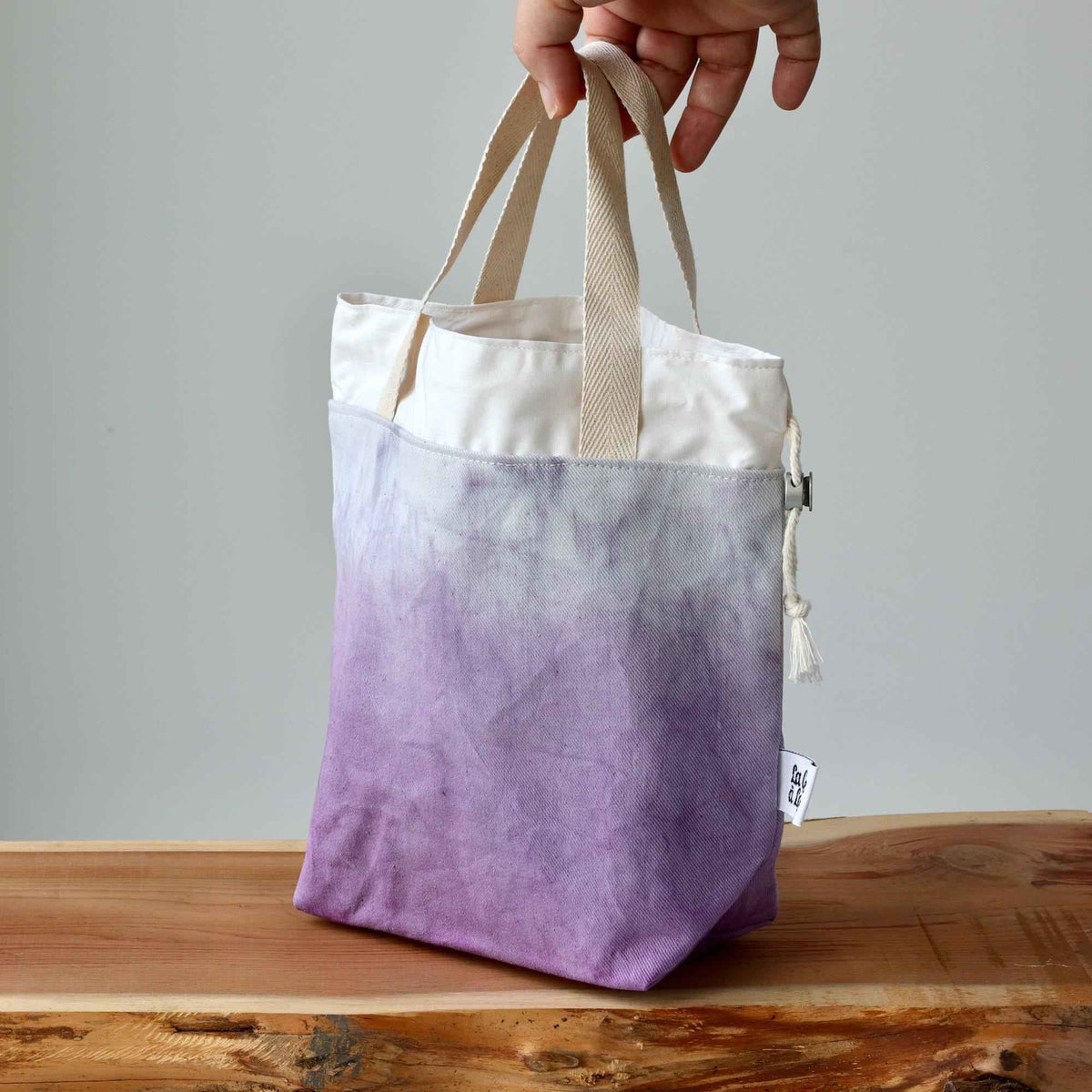 Aquarelle Project Bag - Hand-Dyed Organic Cotton, Viola-La Cave à Laine
