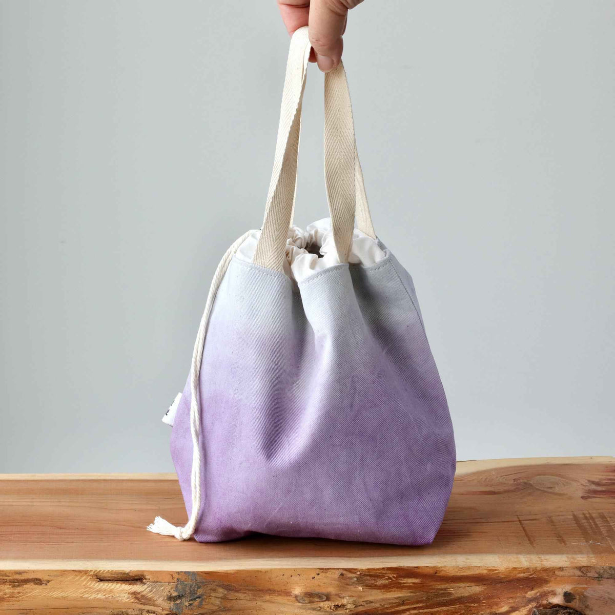 Aquarelle Project Bag - Hand-Dyed Organic Cotton, Viola-La Cave à Laine