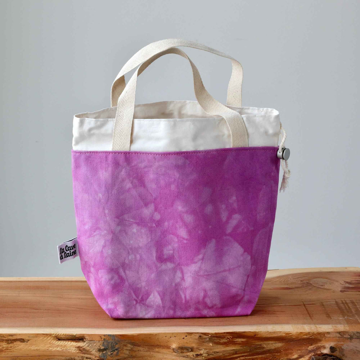 Aquarelle Project Bag - Hand-Dyed Organic Cotton, Rosa Magenta-La Cave à Laine