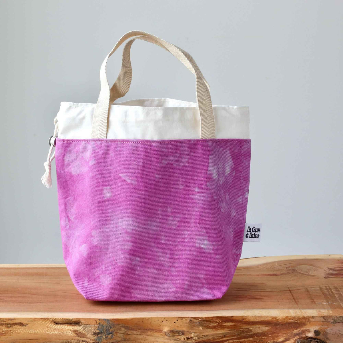 Aquarelle Project Bag - Hand-Dyed Organic Cotton, Rosa Magenta-La Cave à Laine