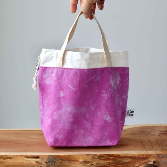 Aquarelle Project Bag - Hand-Dyed Organic Cotton, Rosa Magenta-La Cave à Laine