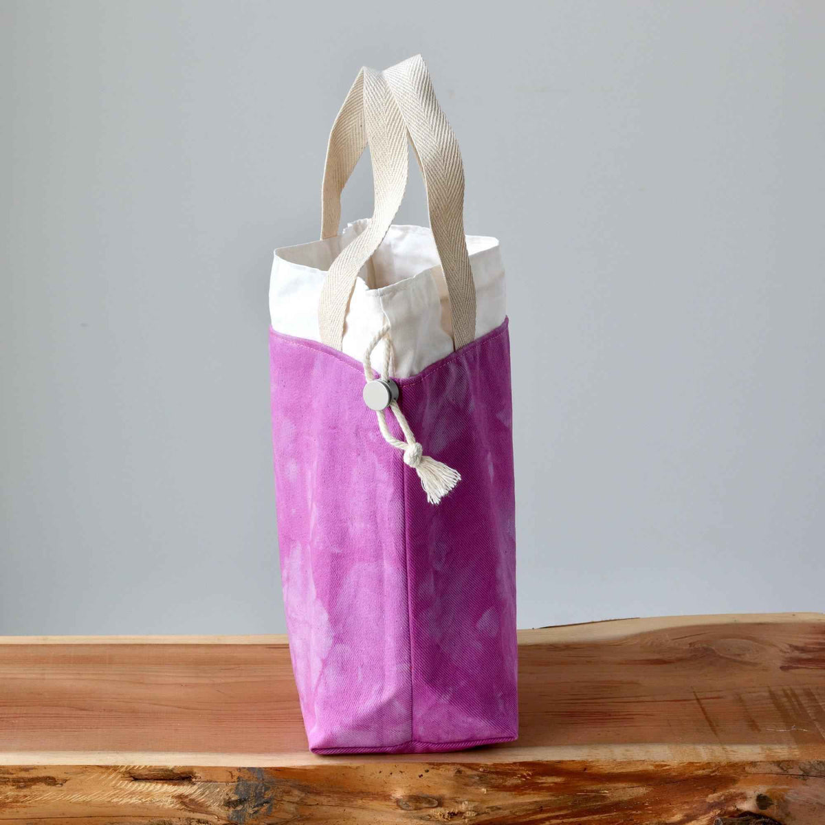 Aquarelle Project Bag - Hand-Dyed Organic Cotton, Rosa Magenta-La Cave à Laine
