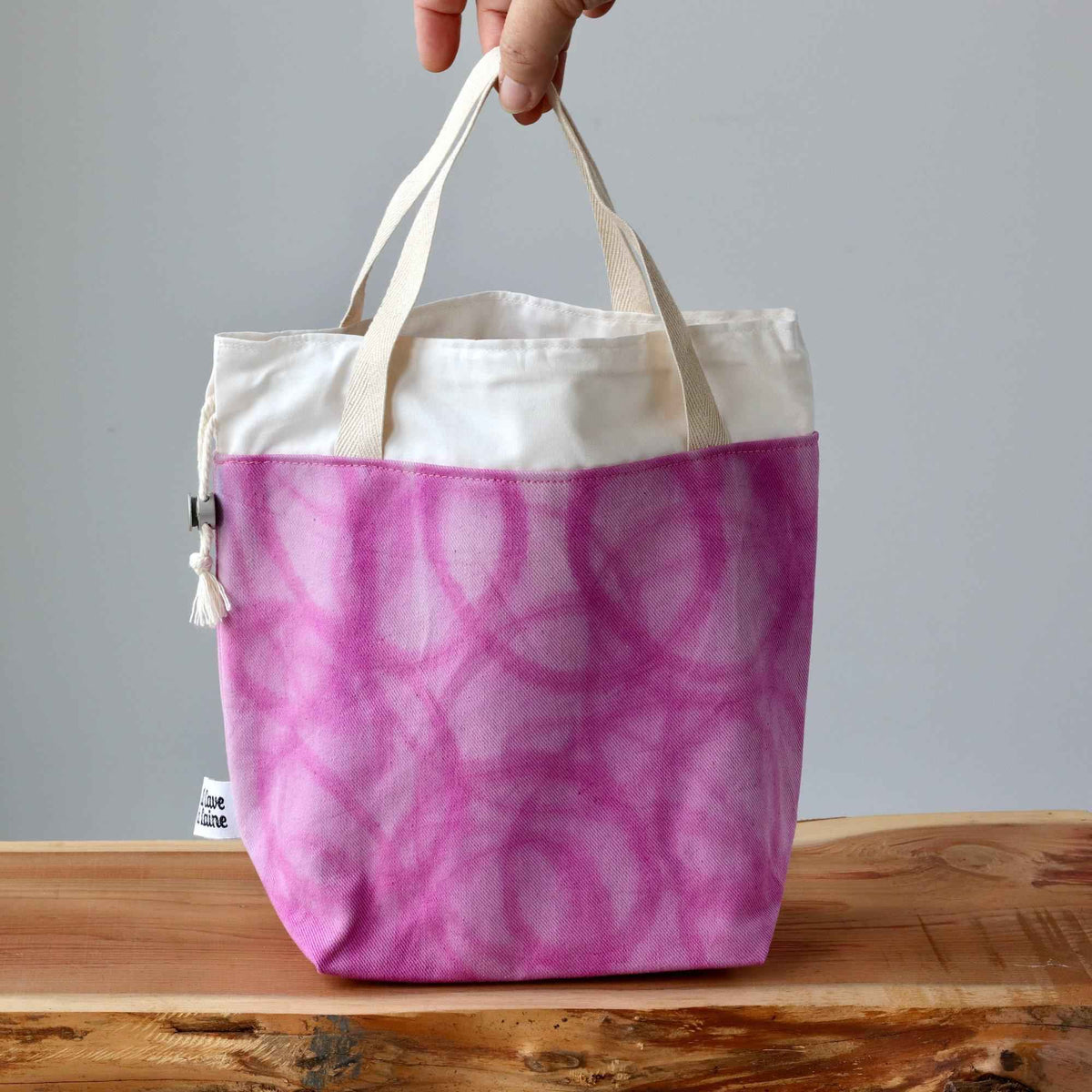 Aquarelle Project Bag - Hand-Dyed Organic Cotton, Rosa Magenta-La Cave à Laine