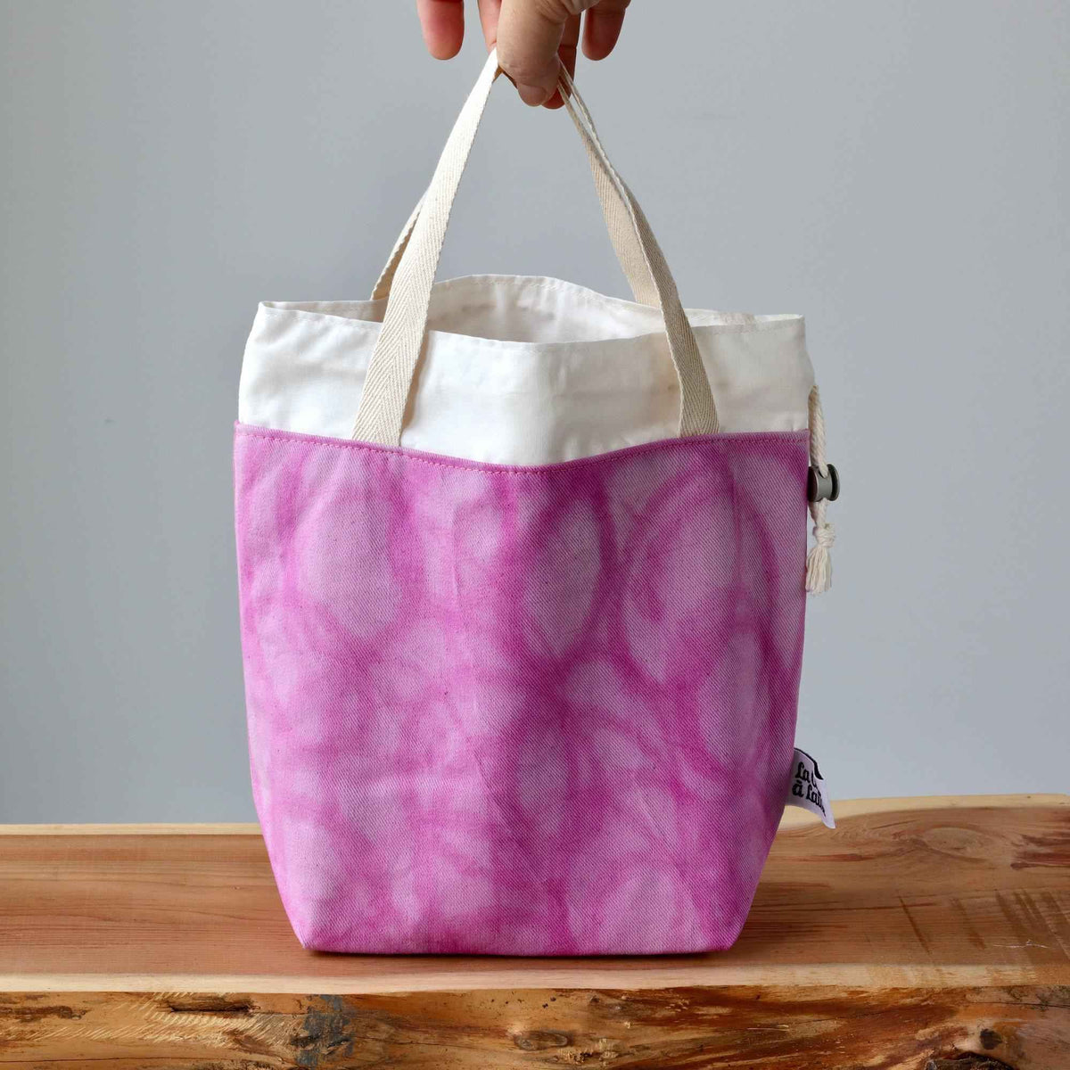 Aquarelle Project Bag - Hand-Dyed Organic Cotton, Rosa Magenta-La Cave à Laine