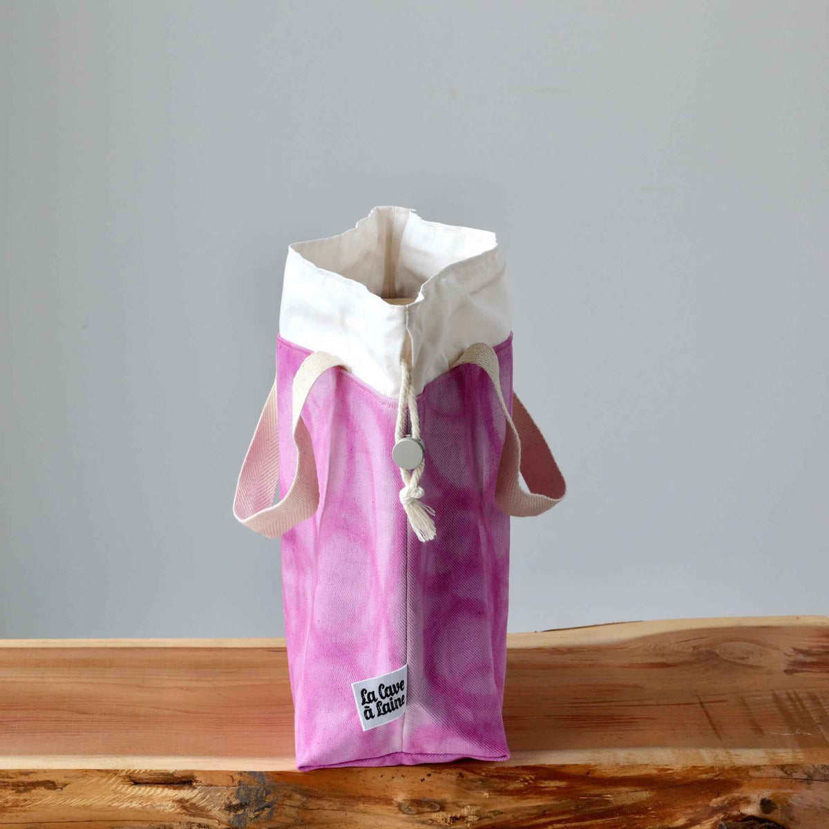 Aquarelle Project Bag - Hand-Dyed Organic Cotton, Rosa Magenta-La Cave à Laine