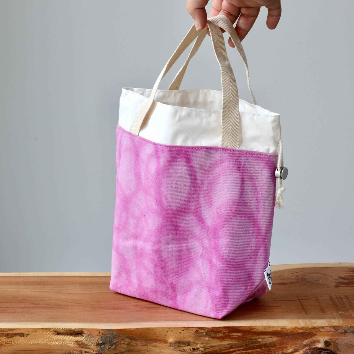 Aquarelle Project Bag - Hand-Dyed Organic Cotton, Rosa Magenta-La Cave à Laine