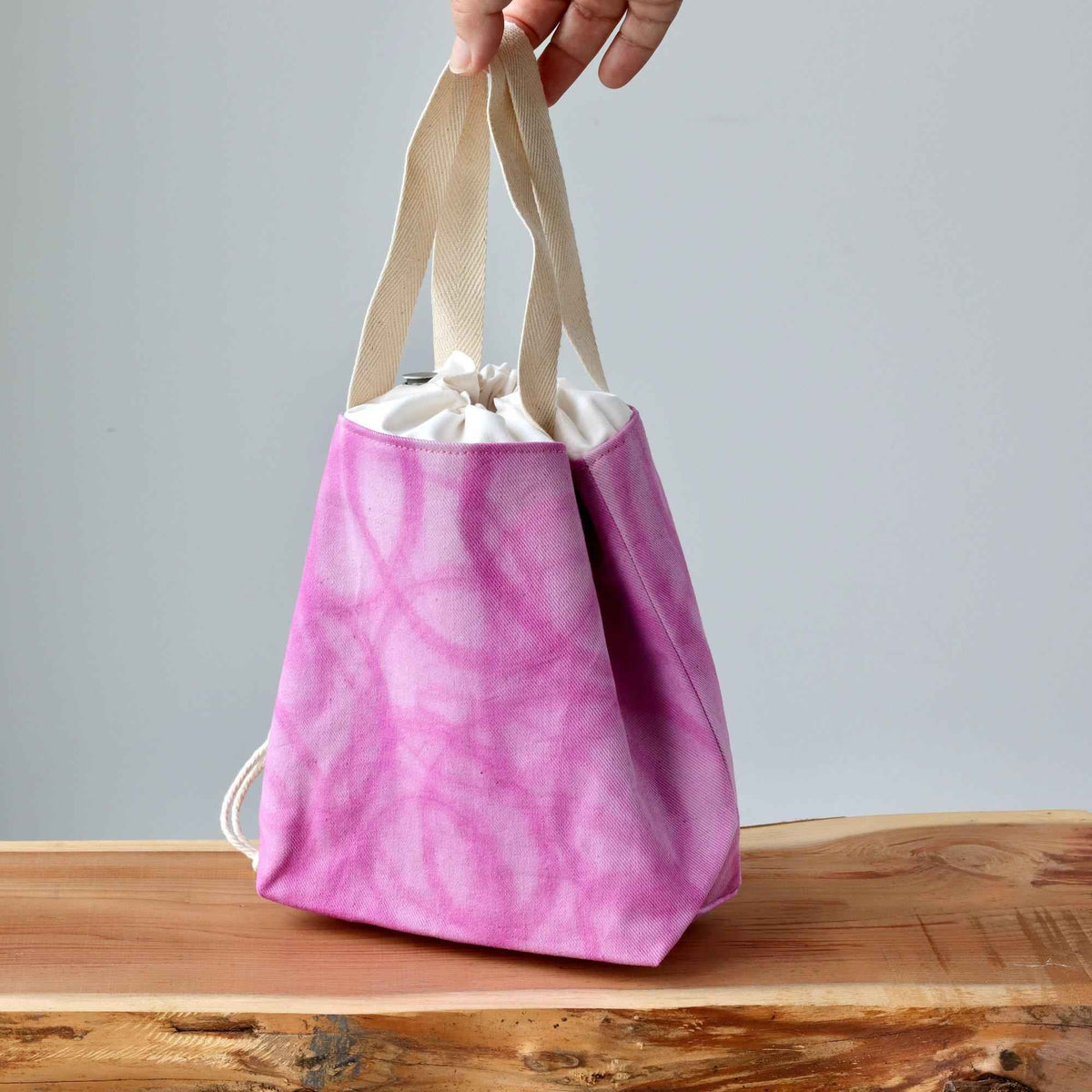 Aquarelle Project Bag - Hand-Dyed Organic Cotton, Rosa Magenta-La Cave à Laine