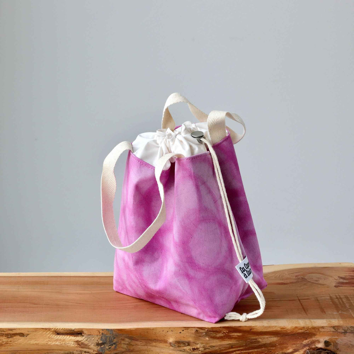 Aquarelle Project Bag - Hand-Dyed Organic Cotton, Rosa Magenta-La Cave à Laine