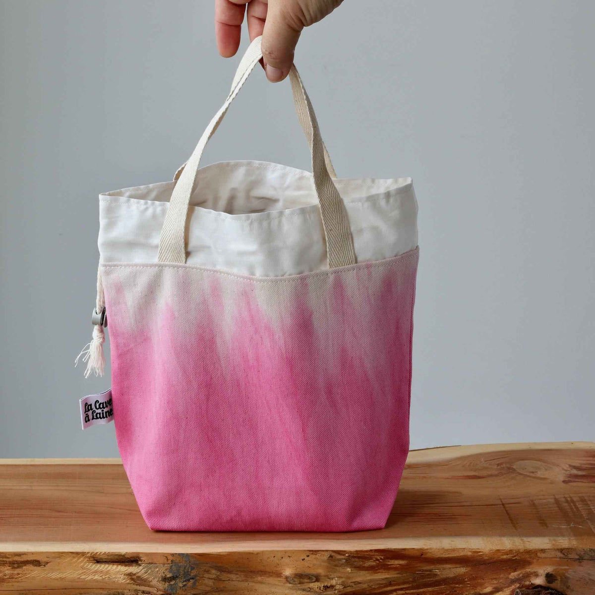 Aquarelle Project Bag - Hand-Dyed Organic Cotton, Rosa Cocomero-La Cave à Laine