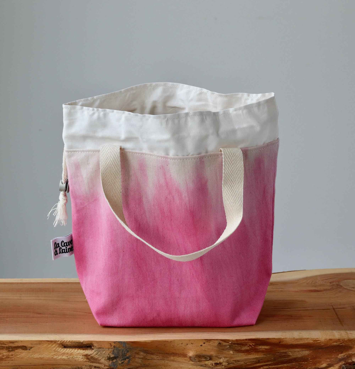Aquarelle Project Bag - Hand-Dyed Organic Cotton, Rosa Cocomero-La Cave à Laine