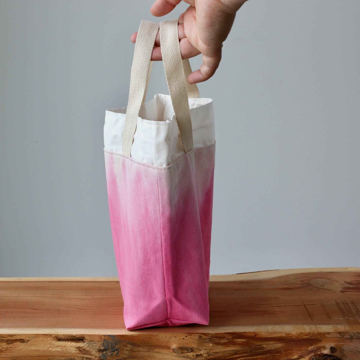 Aquarelle Project Bag - Hand-Dyed Organic Cotton, Rosa Cocomero-La Cave à Laine