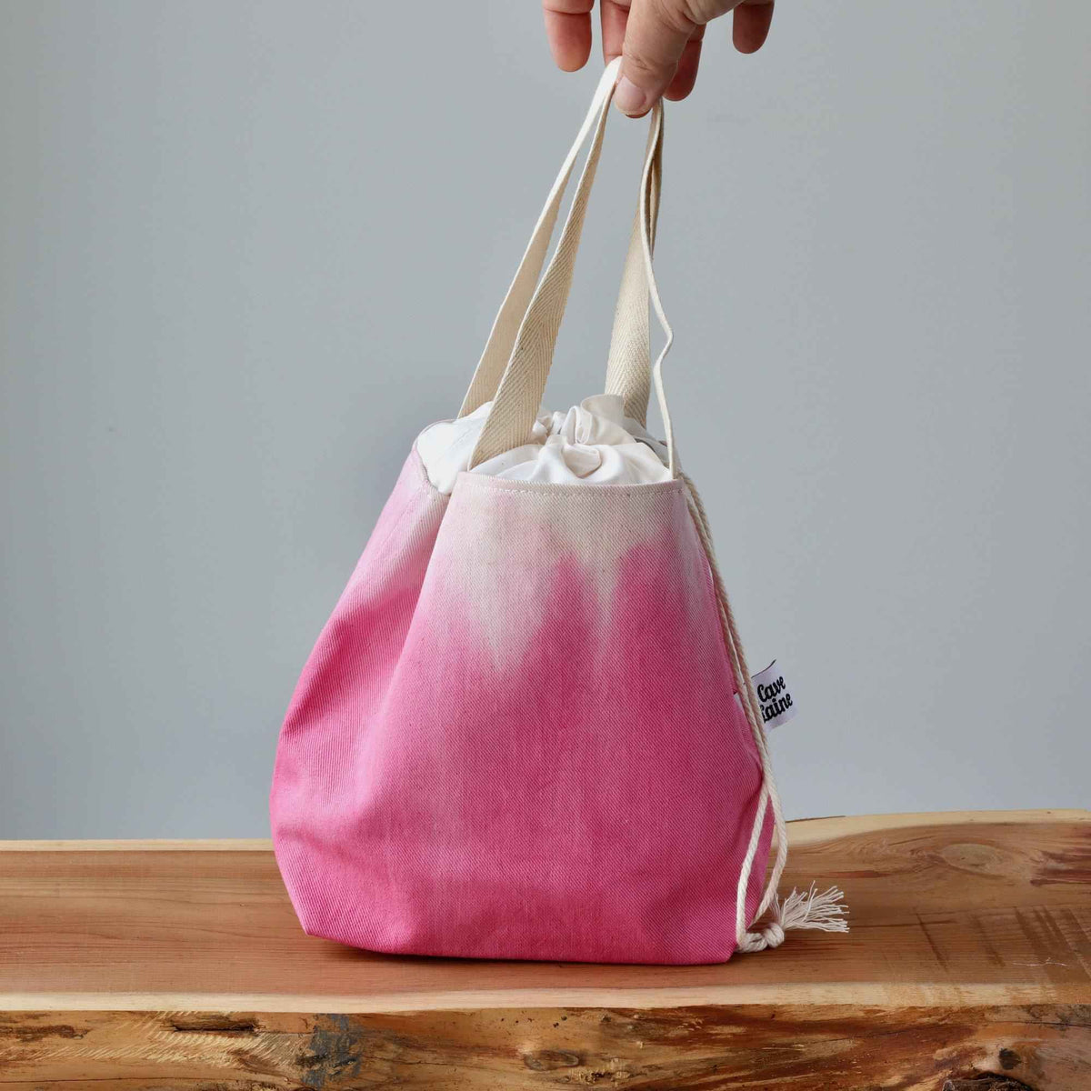 Aquarelle Project Bag - Hand-Dyed Organic Cotton, Rosa Cocomero-La Cave à Laine