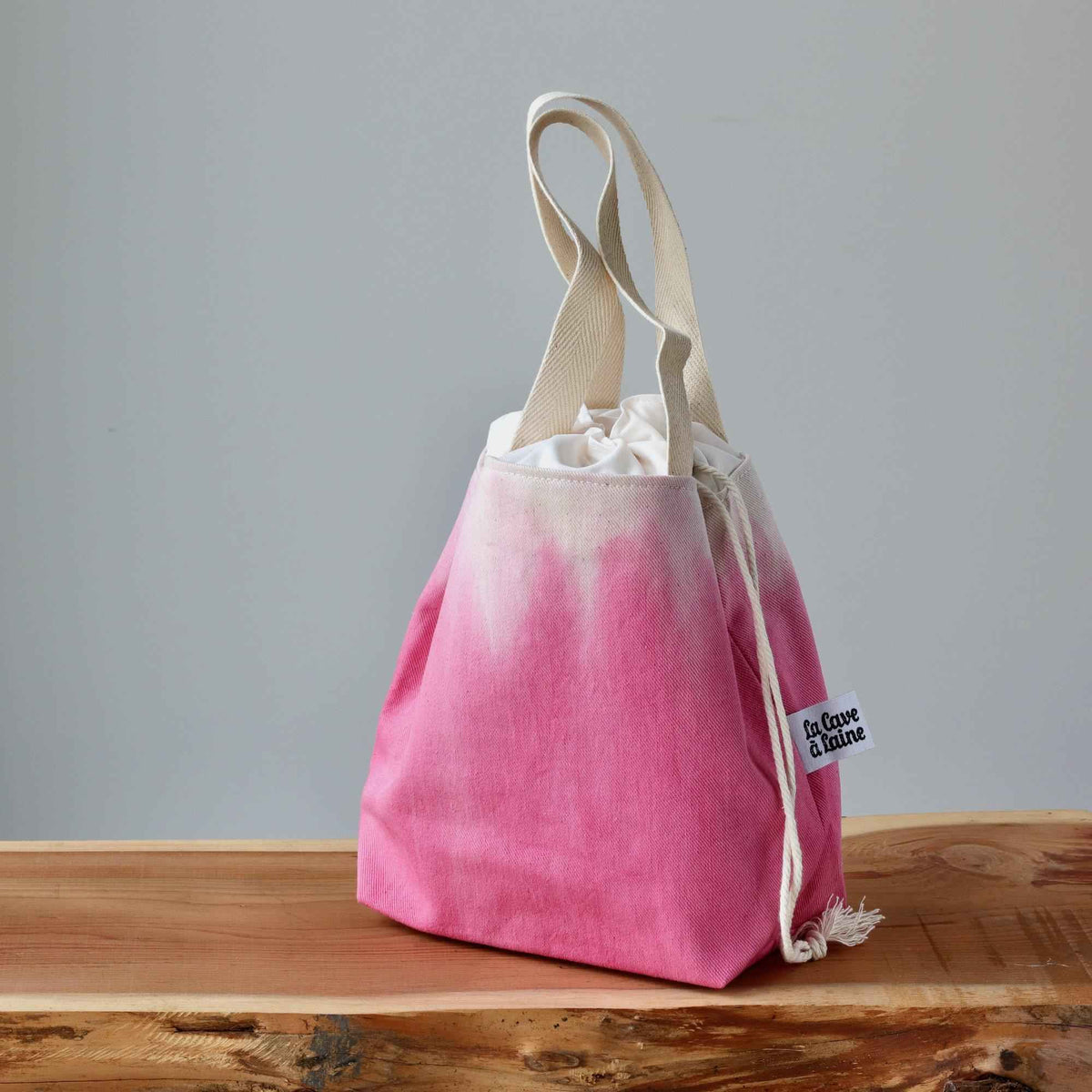 Aquarelle Project Bag - Hand-Dyed Organic Cotton, Rosa Cocomero-La Cave à Laine