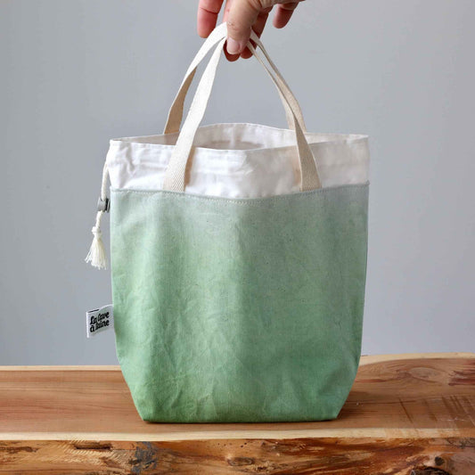 Aquarelle Project Bag - Hand-Dyed Organic Cotton, Verde Carciofo-La Cave à Laine