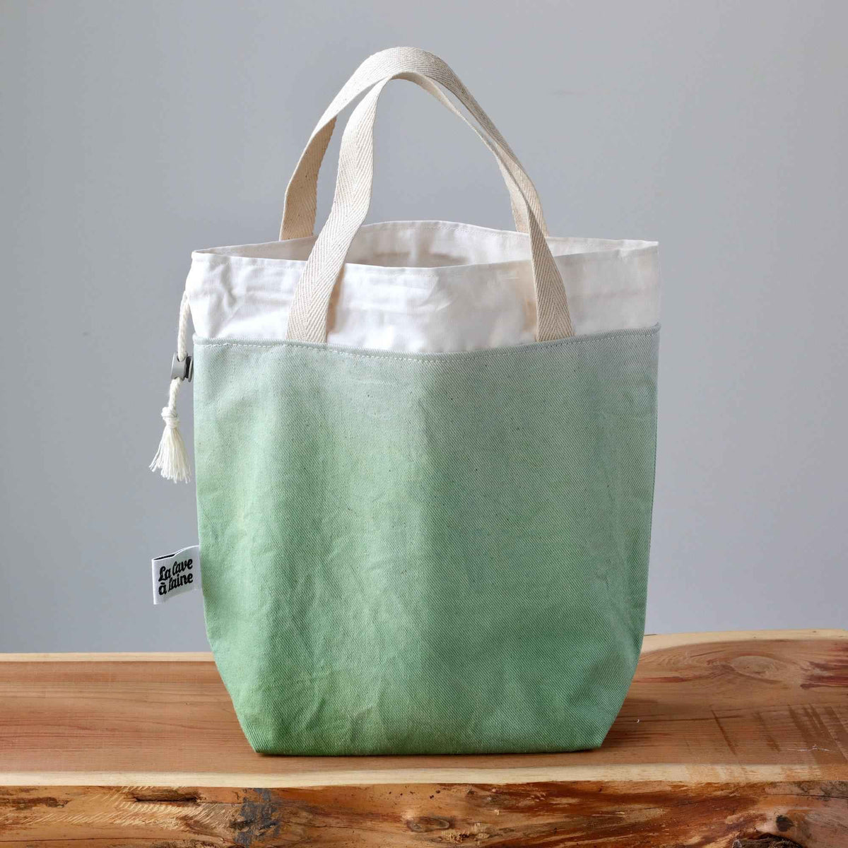 Aquarelle Project Bag - Hand-Dyed Organic Cotton, Verde Carciofo-La Cave à Laine