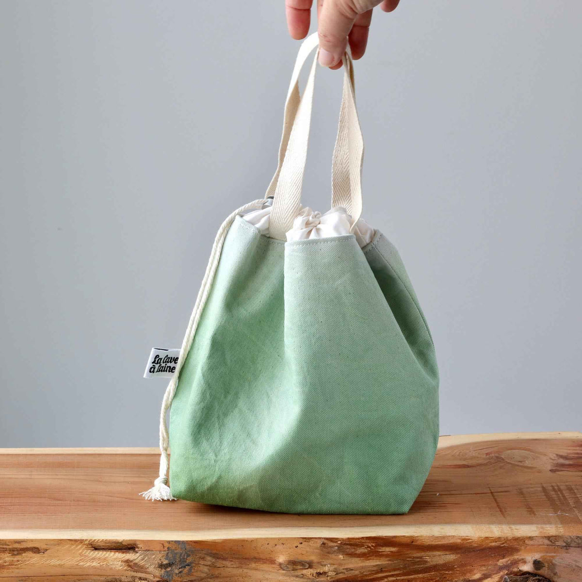 Aquarelle Project Bag - Hand-Dyed Organic Cotton, Verde Carciofo-La Cave à Laine