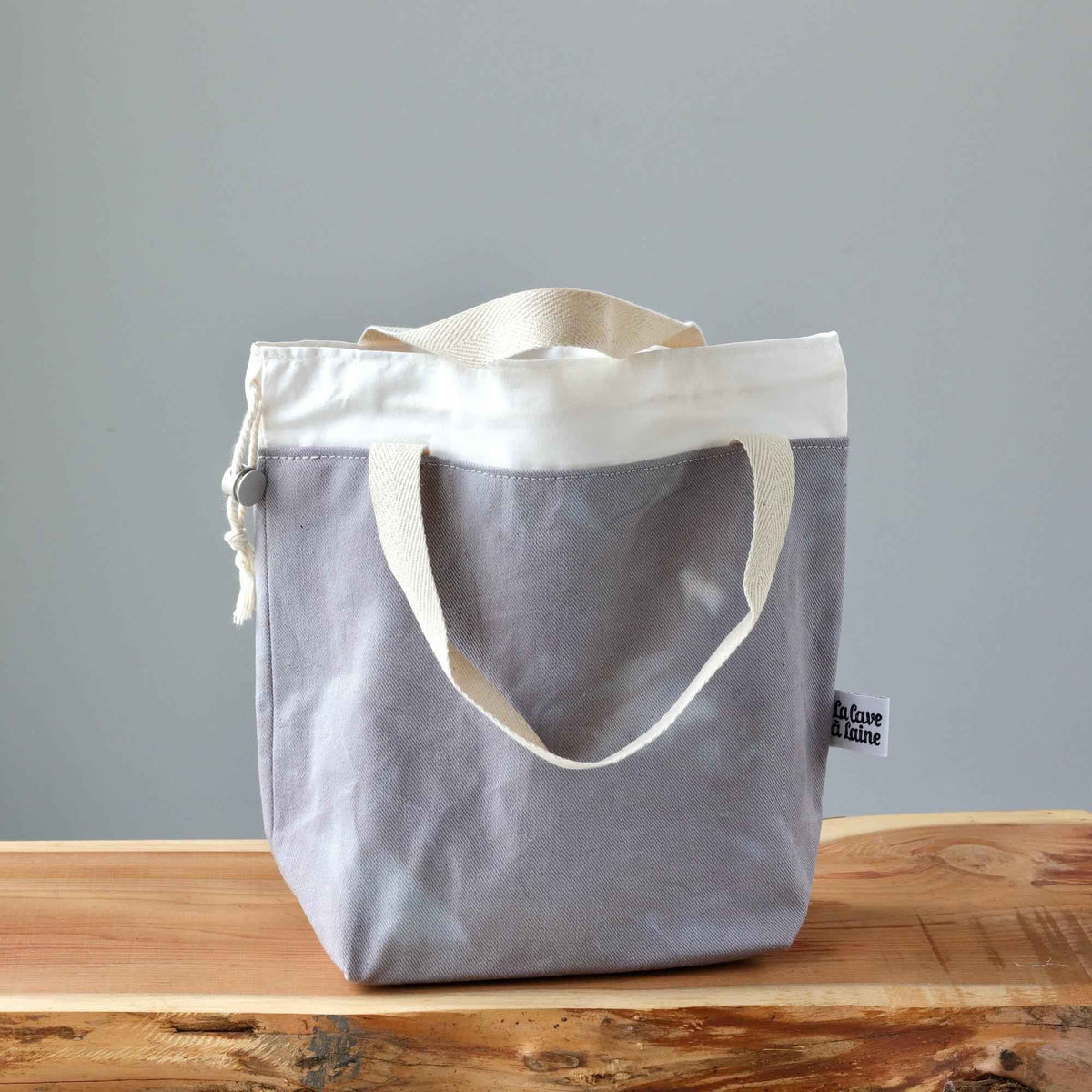 Aquarelle Project Bag - Hand-Dyed Organic Cotton, Grigio Cielo-La Cave à Laine
