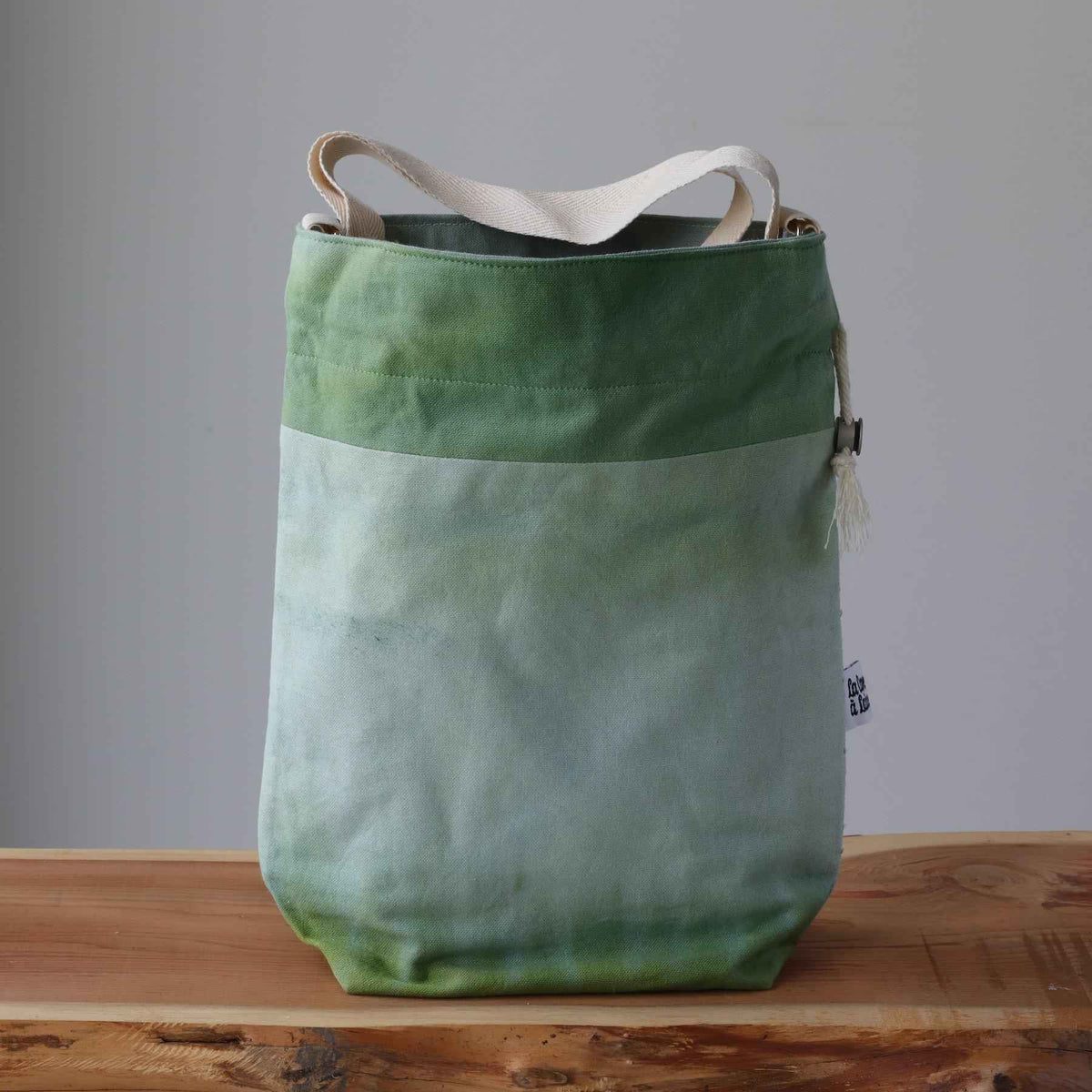 Aquarelle Project Bag - Hand-Dyed Organic Cotton, Crossbody: Bicolour Verde Scuro - END OF COLLECTION-La Cave à Laine
