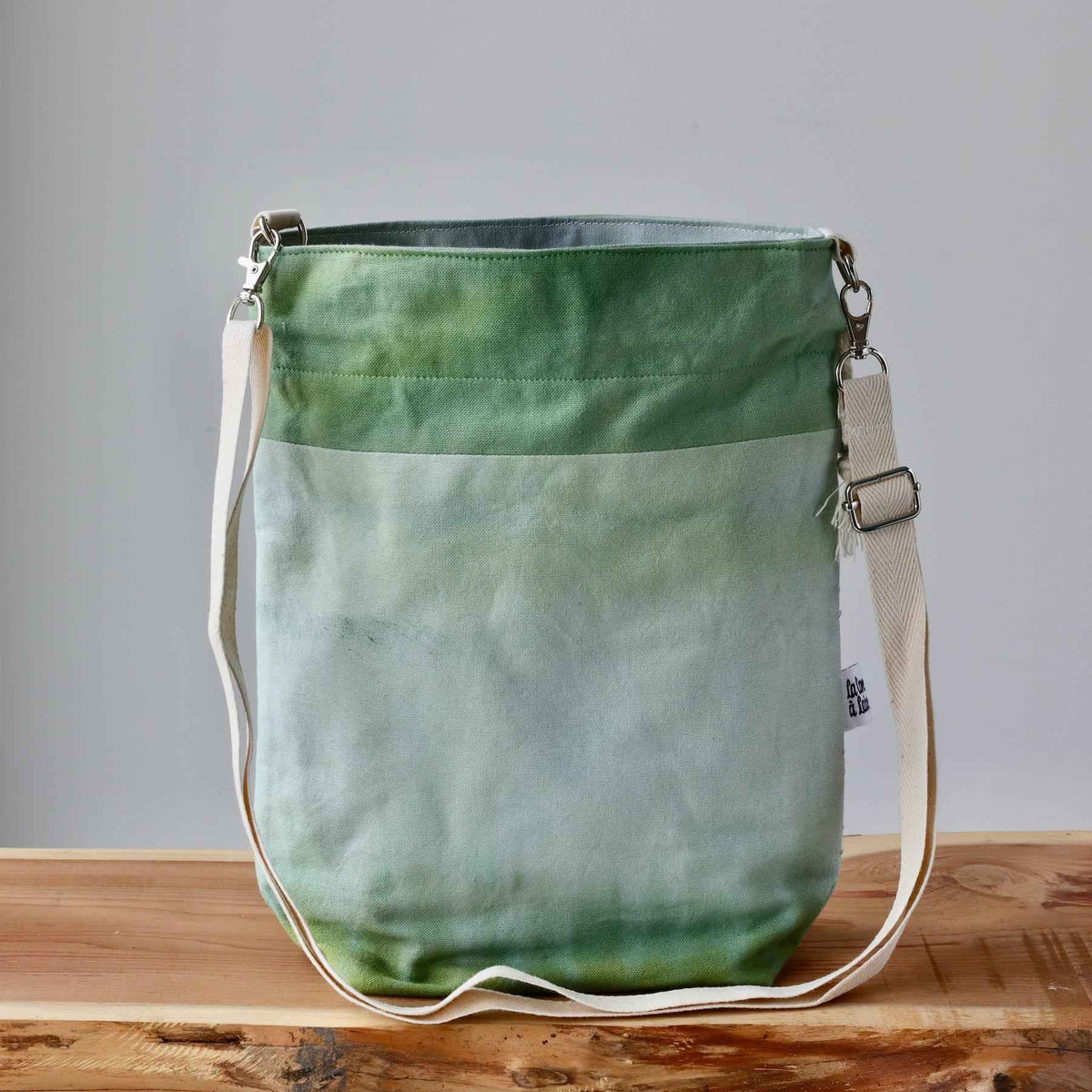 Aquarelle Project Bag - Hand-Dyed Organic Cotton, Crossbody: Bicolour Verde Scuro - END OF COLLECTION-La Cave à Laine