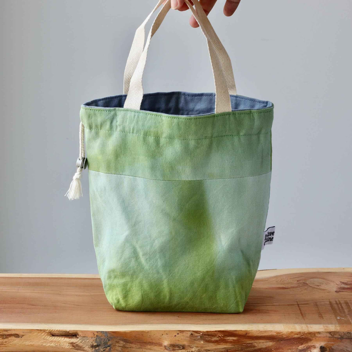 Aquarelle Project Bag - Hand-Dyed Organic Cotton, Bicolour: Verde-La Cave à Laine