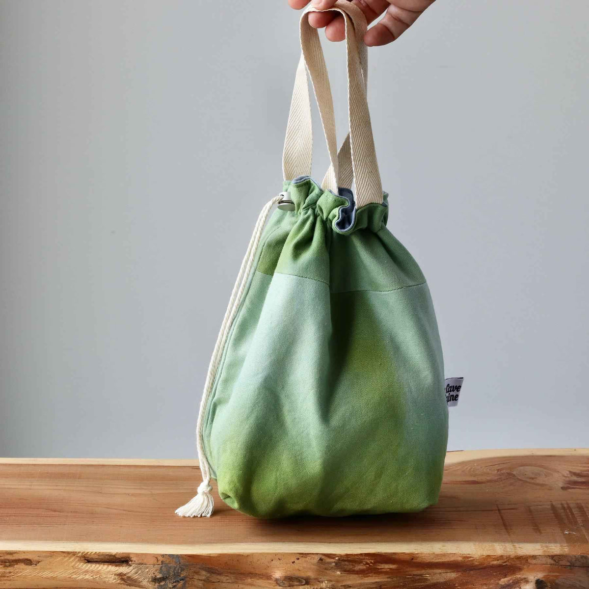 Aquarelle Project Bag - Hand-Dyed Organic Cotton, Bicolour: Verde-La Cave à Laine