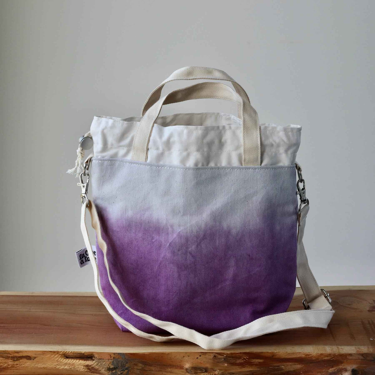 Aquarelle Project Bag - Hand-Dyed Organic Cotton, Crossbody, Viola-La Cave à Laine