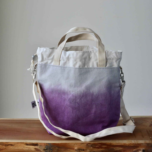 Aquarelle Project Bag - Hand-Dyed Organic Cotton, Crossbody, Viola-La Cave à Laine