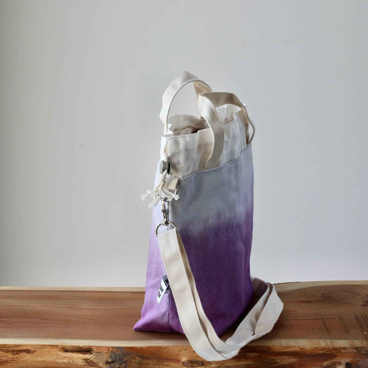 Aquarelle Project Bag - Hand-Dyed Organic Cotton, Crossbody, Viola-La Cave à Laine