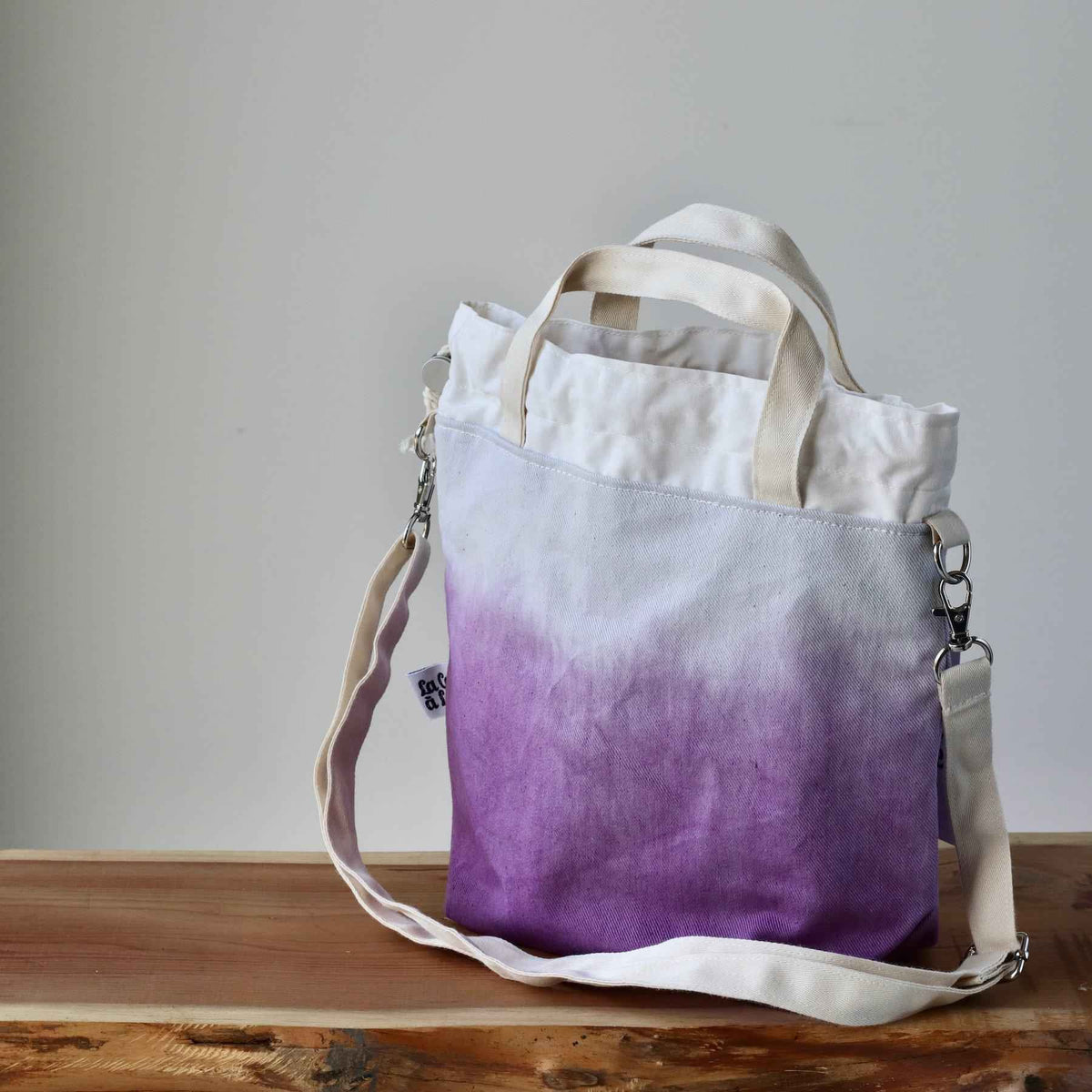 Aquarelle Project Bag - Hand-Dyed Organic Cotton, Crossbody, Viola-La Cave à Laine