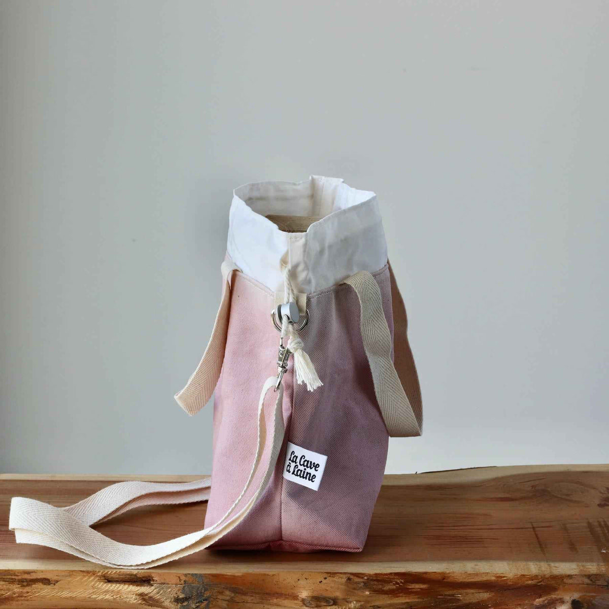 Aquarelle Project Bag - Hand-Dyed Organic Cotton, Crossbody, Rosa Antico-La Cave à Laine
