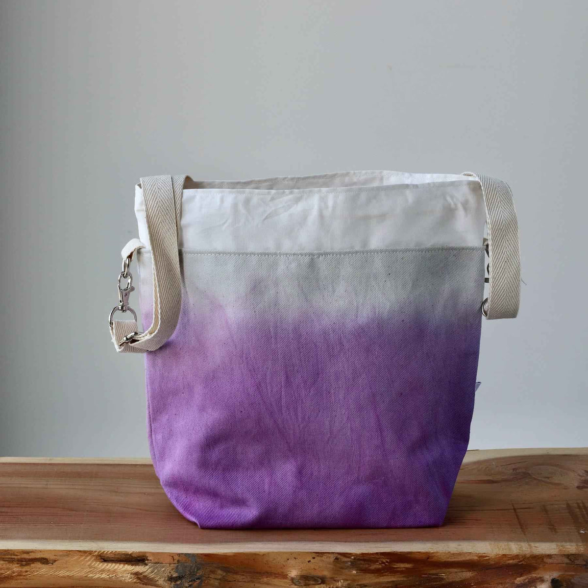 Aquarelle Project Bag - Hand-Dyed Organic Cotton, Crossbody, Viola-La Cave à Laine