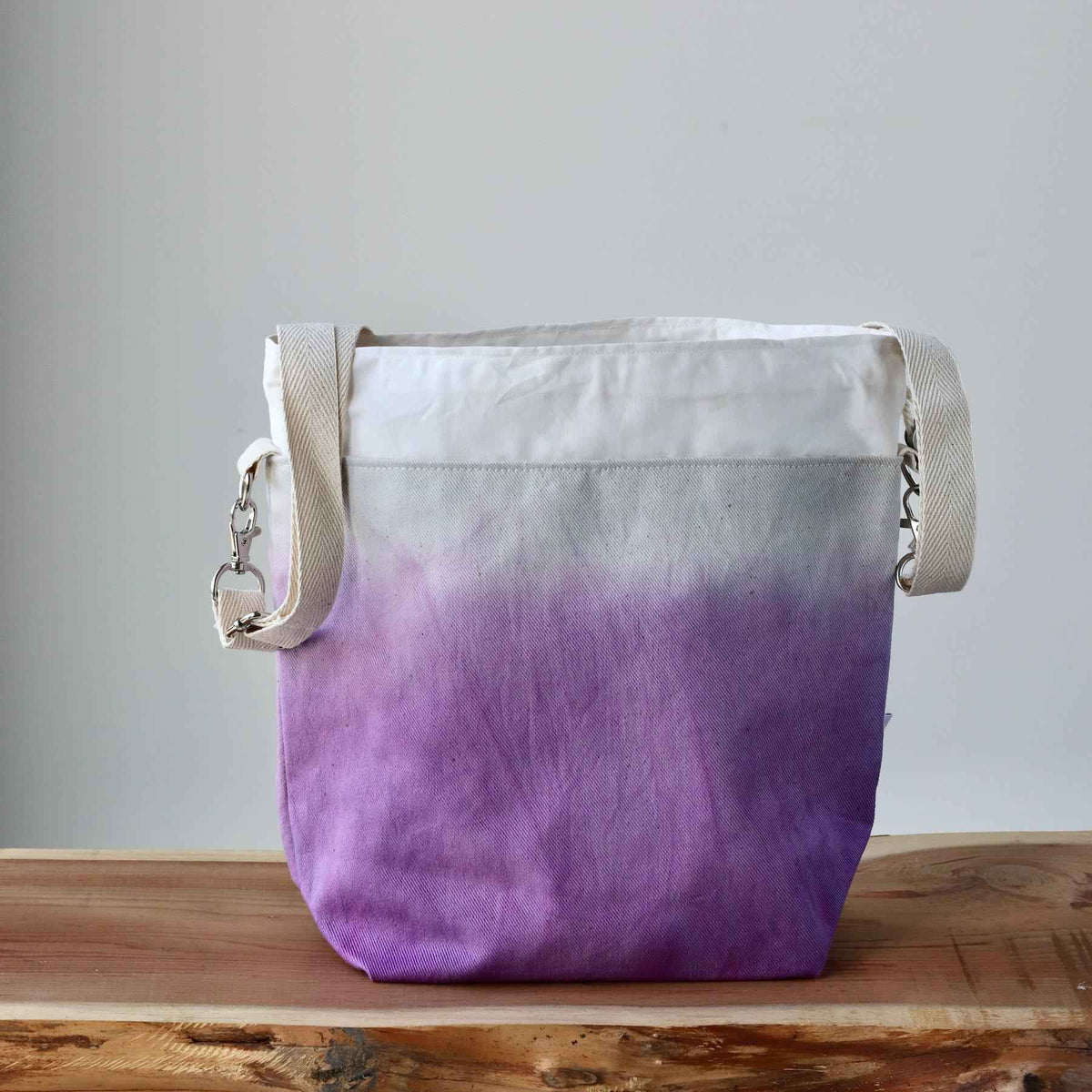 Aquarelle Project Bag - Hand-Dyed Organic Cotton, Crossbody, Viola-La Cave à Laine